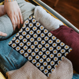 Weiße Dahlia Blumenmuster auf schwarz Zubehörtasche