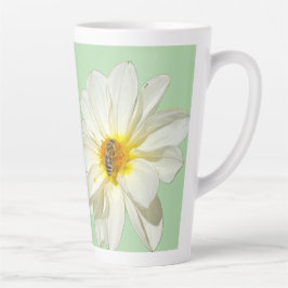 Weiße Dahlia- und Honigbiene-Latte-Mug in sanftem Milchtasse