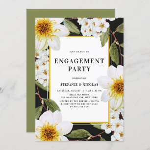 Weiße Dahlia und Spirea Botanische Engagement Part Einladung