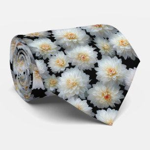 Weiße Dahlien-Blumenmuster Krawatte