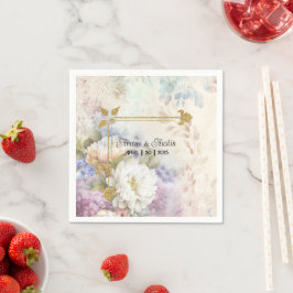 Weiße Dahlien mit Lila und blauen Akzenten Serviette