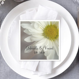 Weiße Daisy auf graue Hochzeit Serviette