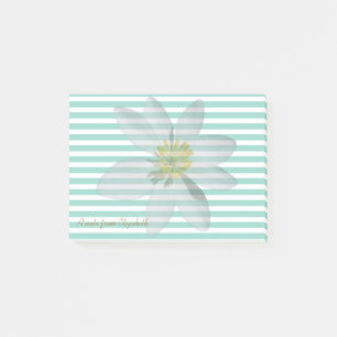 Weiße Daisy auf Streifen - Personalisiert Post-it Klebezettel