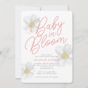 Weiße Daisy Baby in Bloom Babyparty Einladung