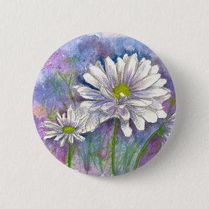 Weiße Daisy Blume Button