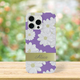 Weiße Daisy-Blume Lila Personalisierte Blüten Case-Mate iPhone Hülle