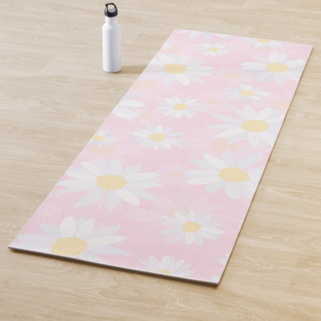 Weiße Daisy-Blume Rosa Bläschen Yogamatte (Beispiel)