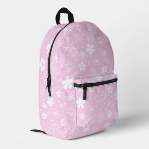 Weiße Daisy Doodles auf rosa Bedruckter Rucksack