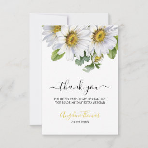 Weiße Daisy Floral Greenery Script Geburtstag Dankeskarte