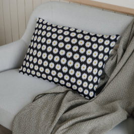 Weiße Daisy-Floral-Muster auf schwarz Kissenbezug