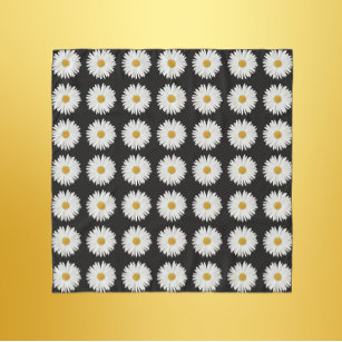 Weiße Daisy-Floral-Muster auf schwarz Schal