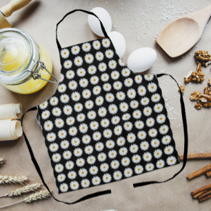 Weiße Daisy-Floral-Muster auf schwarz Schürze