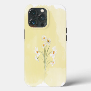 Weiße Daisy Gelbe Blumen-Wasserfarbe iPhone 13 Pro Hülle