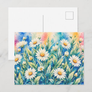 Weiße Daisy im geometrischen Stil, inspiriert von  Postkarte