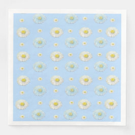 Weiße Daisy-Muster auf hellblauem Hintergrund Serviette