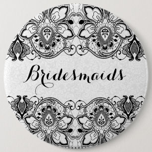 Weiße Damaskus und schwarze Spitzen-Bridesmaiermag Button
