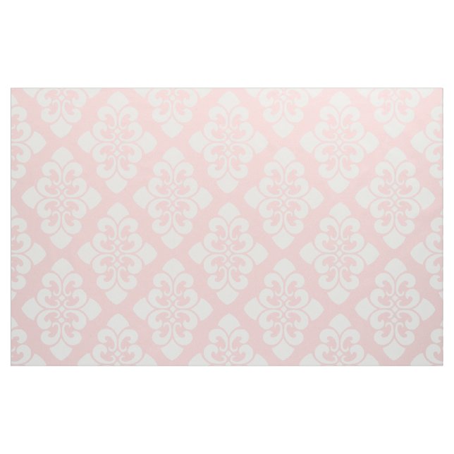 Weiße Damast-Rolle auf Baby-Rosa Stoff (Fat Quarter (45,7 x 55,9 cm))