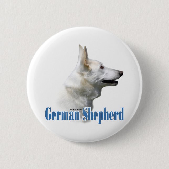 Weiße deutsche Hirtenbezeichnung - Schaltfläche Button (Vorderseite)
