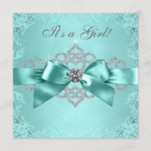 Weiße Diamant-aquamarine blaues Baby-Dusche Einladung