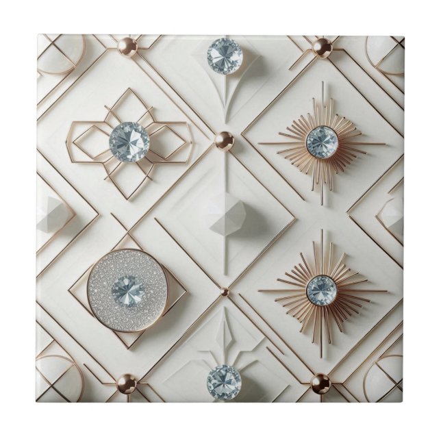Weiße Diamant Mid-Century-Modern  Fliese (Vorderseite)