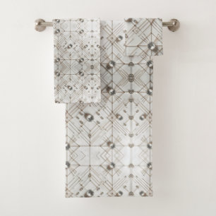 Weiße Diamant-Mittelmoderne Handtuchgarnitur Badhandtuch Set