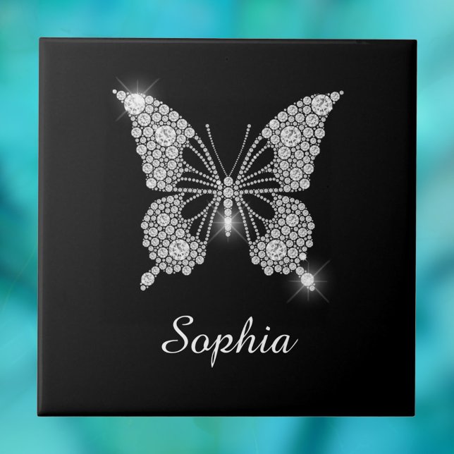 Weiße Diamant-Schmetterling, DIY-Schriftname, Schw Fliese (Von Creator hochgeladen)