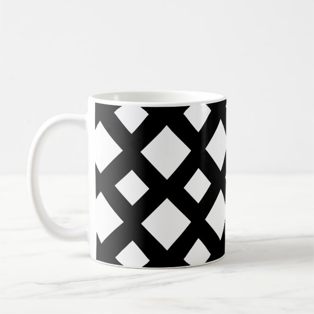 Weiße Diamanten auf schwarz Kaffeetasse (Links)