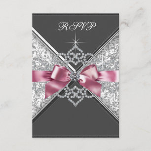 Weiße Diamanten Rosa Schwarz RSVP Karte