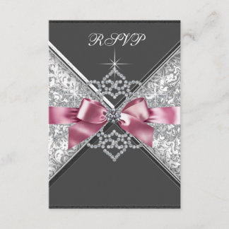 Weiße Diamanten Rosa Schwarze RSVP Karte