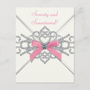 Weiße Diamanten Rosa Siebzigster Geburtstag Einladung