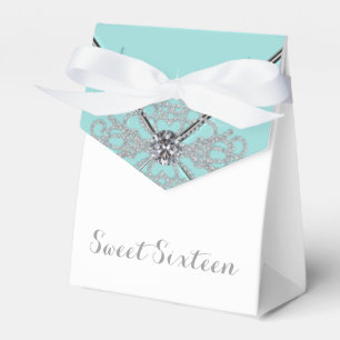 Weiße Diamanten Türkisblaue Sweet 16 Geburtstagsfe Geschenkschachtel
