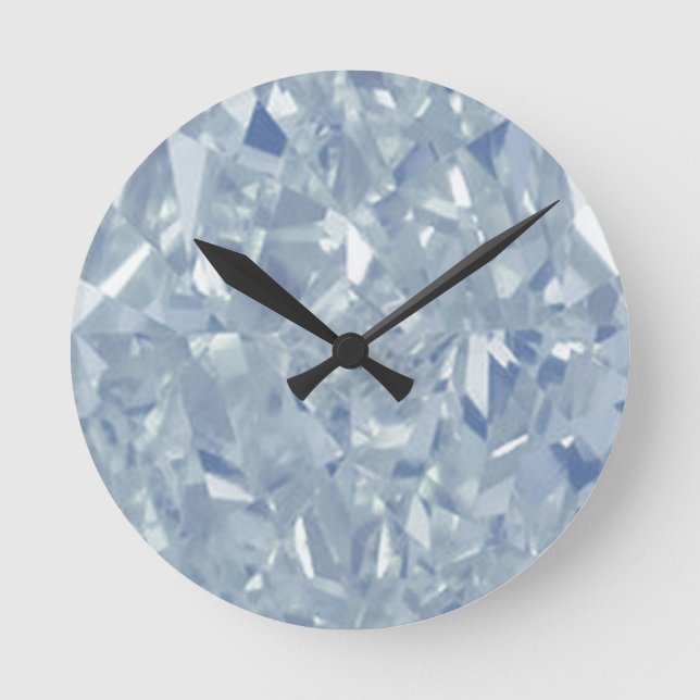 Weiße Diamanten-Wandklemme Medium Runde Wanduhr (Vorderseite)