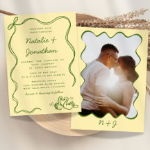 Weiße Doodle-Foto-Monogramm-Gelbe Hochzeit