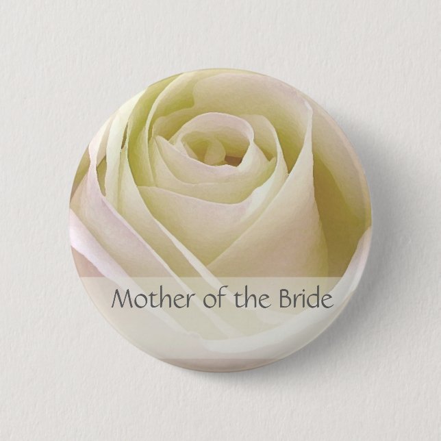 Weiße doppelte Rose Mutter des Braut-Buttons Button (Vorderseite)