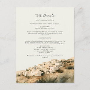 Weiße Dorf Hochzeit Santorin Details  Begleitkarte