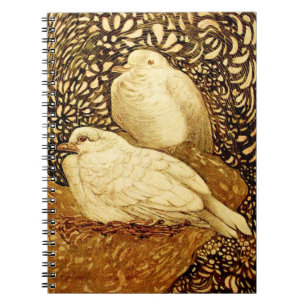WEISSE DOVEN IN BROWN SEPIA NOTIZBLOCK