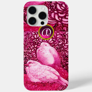 WEISSE DOVEN IN PINK FUCHSIA MONOGRAM iPhone 15 PRO MAX HÜLLE