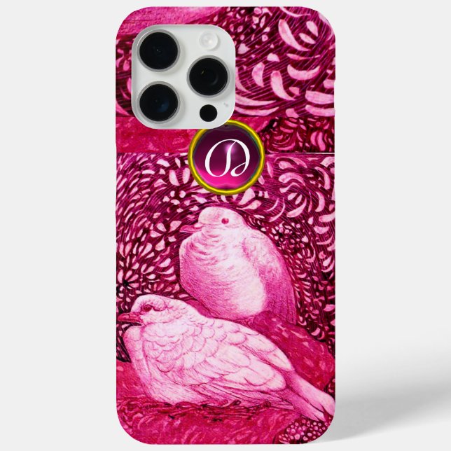 WEISSE DOVEN IN PINK FUCHSIA MONOGRAM Case-Mate iPhone HÜLLE (Rückseite)