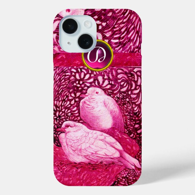 WEISSE DOVEN IN PINK FUCHSIA MONOGRAM Case-Mate iPhone HÜLLE (Rückseite)