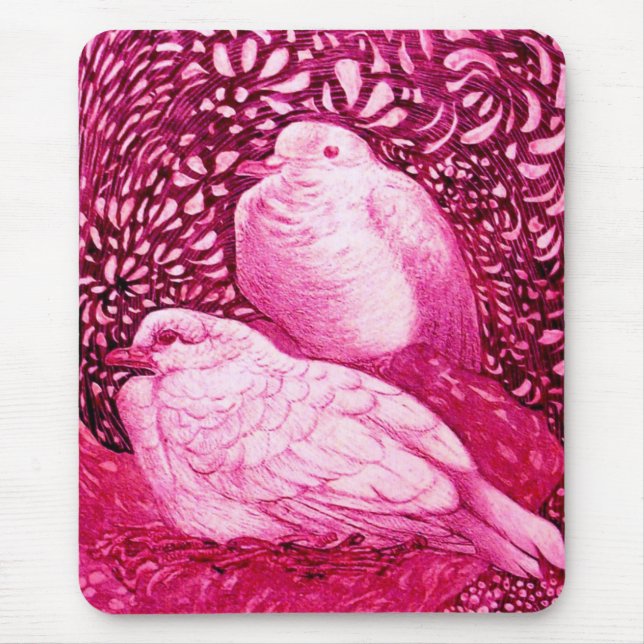 WEISSE DOVEN IN PINK FUCHSIA MOUSEPAD (Vorne)