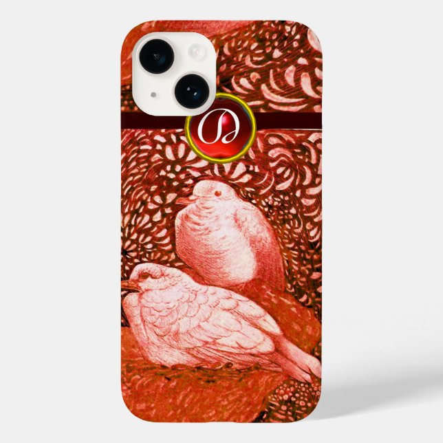 WEISSE DOVEN IN ROTEM MONOGRAM Case-Mate iPhone HÜLLE (Rückseite)