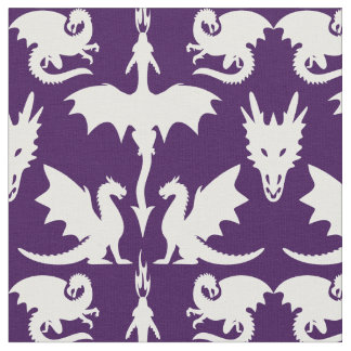 Weiße Drachen auf Lila Wangen Hexe® Pagan Wiccan Stoff