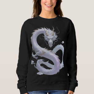 Weiße Drachenkunst Mythische Fantasy-Ästhetik Sweatshirt