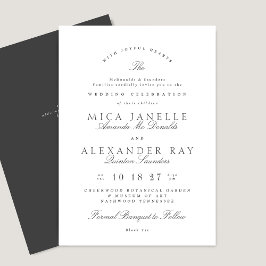 Weiße dunkelgraue Vintage Kalligraphie Einladung