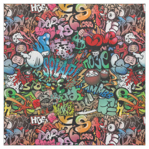 Weiße dynamische Straßenkunst Graffiti-Kunstmust Stoff