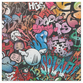 Weiße dynamische Straßenkunst Graffiti-Kunstmuster Stoff