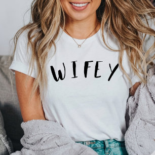 weiße Ehefrau modernes Skript T-Shirt