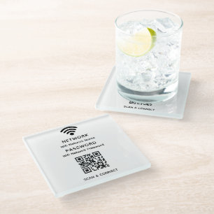 Weiße einfache elegante Wifi-QR-Code-Netzwerk-Pass Glasuntersetzer