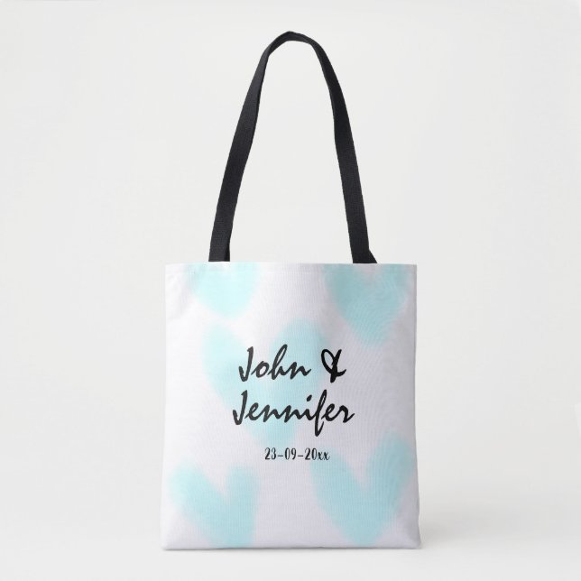 weiße einfache minimale Textstil-Hochzeit blaues H (Vorderseite)