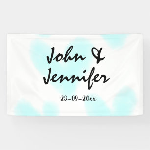 weiße einfache minimale Textstil-Hochzeit blaues H Banner